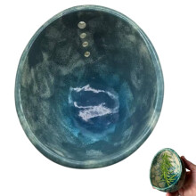 Handmade Ceramic Herb Stripper Bowl with 4Hole Design for Removing Stems and Leaves, Blue