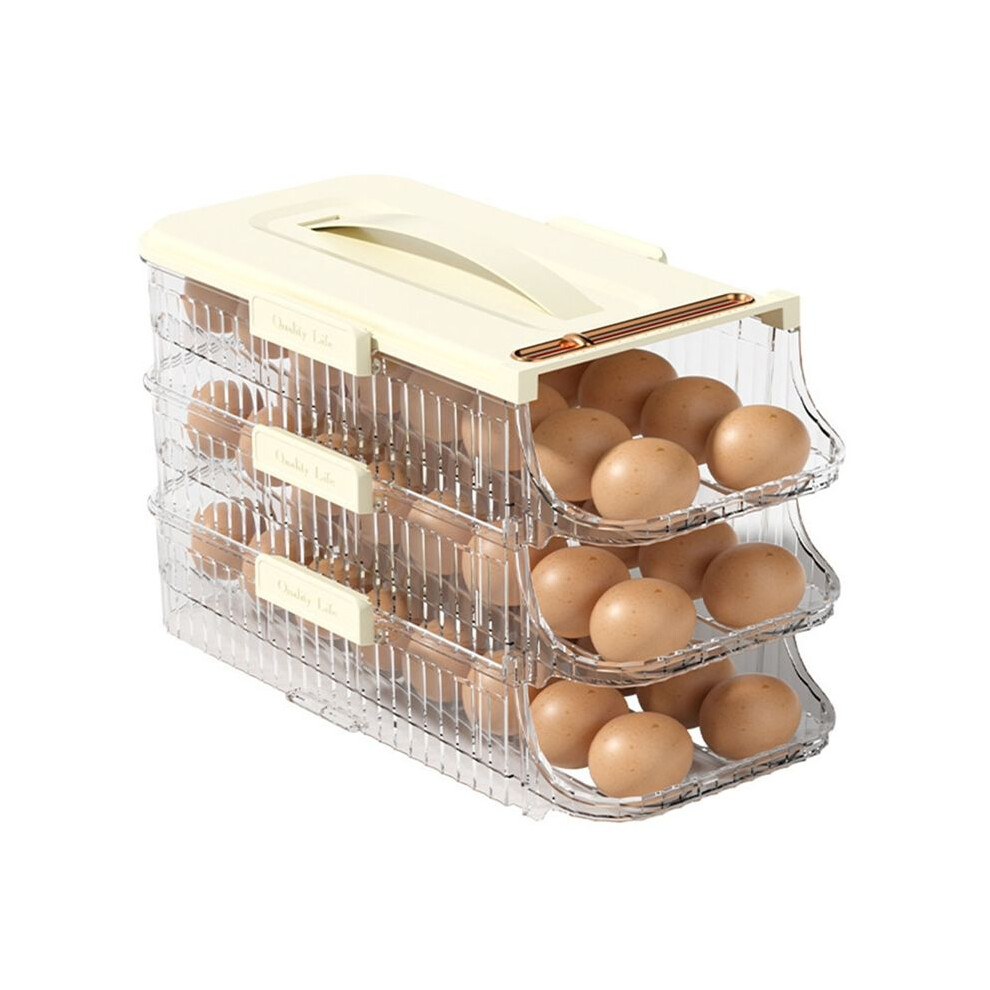 Semoic Egg Holder For Refrigerator Rolling Egg Organizer Egg Container Saving Egg Roller Dispenser Stackable Fridge Tray White
