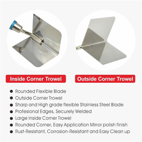 2 PC Corner Tool Set,Inside Corner Knife & Outside Corner Knife with Soft Grip Handle,Plastering Bricklaying Corner 2