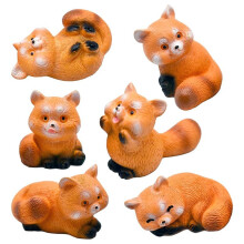 Miniature Small Raccoon Figurines 1 Inch Cartoon Red Panda Figures Set Cute Resin Animal Cake Toppers