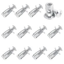 12 STUKS Holle Deuranker Schroeven Set Holle Metalen Holte Bevestiging M6 Jack Noten Insteekmoeren Bloemblaadje Moeren voor Muur Stalen Buis