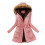 Winterjas voor dames, warm, met capuchon, slanke pasvorm, roze, maat M 3