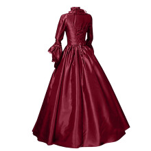1800s Dress for Women, Vintage Retro Gothic Long Sleeve Hooded Dress Long Gown Dresses Red 4XL