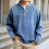 Herren-Langarm-Denim-T-Shirt, einfarbig gewaschen 2