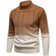 Pull de Noël moche pour homme, col roulé ajusté dégradé, manches longues en maille – Vêtement d'extérieur chaud et tendance automne/hiver