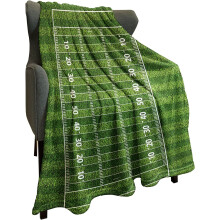 Sports Fleece Blanket 60"x80", American Football Field Green, Lightweight & Cozy Throw for Men, Boys, Teens – Compatible with Air Conditioning