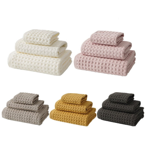 Ensemble de 3 serviettes de bain gaufrées en coton 2
