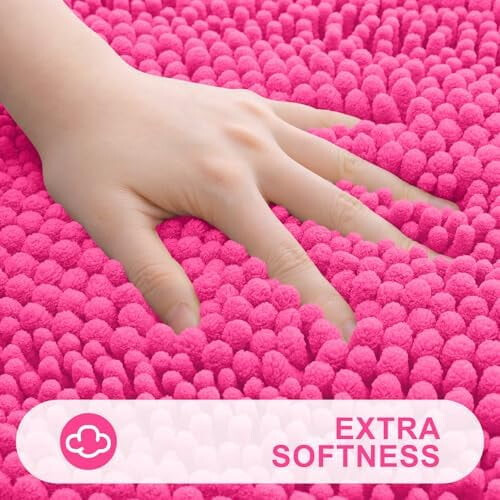Chenille stribet badeværelsestæppe 76x51 cm dyb pink 2