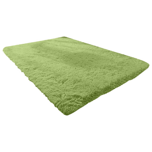 Tapis en velours shaggy vert gazon (1 pièce) 1