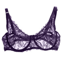 Sujetador con aros Lace Desire, sin aros, sexy, triangular, transparente, con escote en V, sin relleno, push-up para mujer.