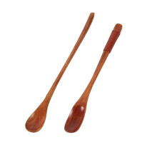 cucchiai da caffè con manico lungo, cucchiaio rotondo, stile giapponese, cordino per mescolare, piccolo cucchiaio di legno, cucchiaio piatto