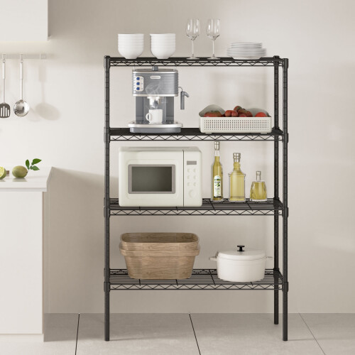 Μεταλλική μονάδα ραφιών 4 επιπέδων, 35,43"Π x 13,78"Β x 54,02"Υ, ρυθμιζόμενα σε ύψος ράφια 1