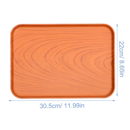 Plateau de service en plastique imitation bois (2 pièces) 1