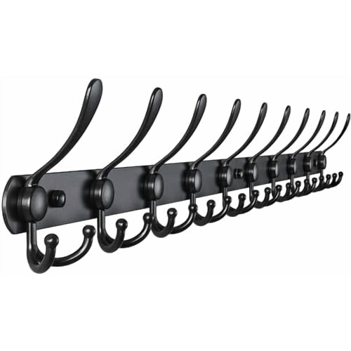 Porte-manteau mural – Rail robuste blanc avec 5