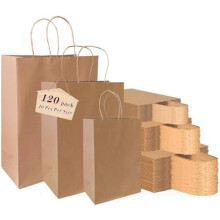 120 sacs cadeaux en papier kraft – Petit, moyen, grand