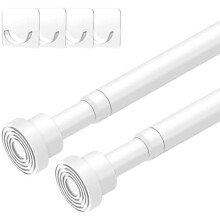 2 Stück verstellbare Federspannstangen (33-45 Zoll), ohne Bohren, weiß, für Fenster/Türrahmen/Schrank