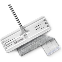 Flat Mops, Microfiber Mop for Floor Cleaning and Wall Cleaner, 50" Mop Handle with Flexible 13" Flat Head with a Microfiber Mop Pad - White