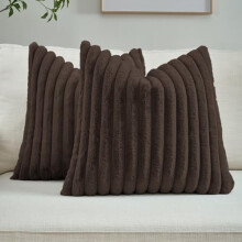 Lot de 2 housses de coussin 50 x 50 cm – Devant en fausse fourrure de lapin