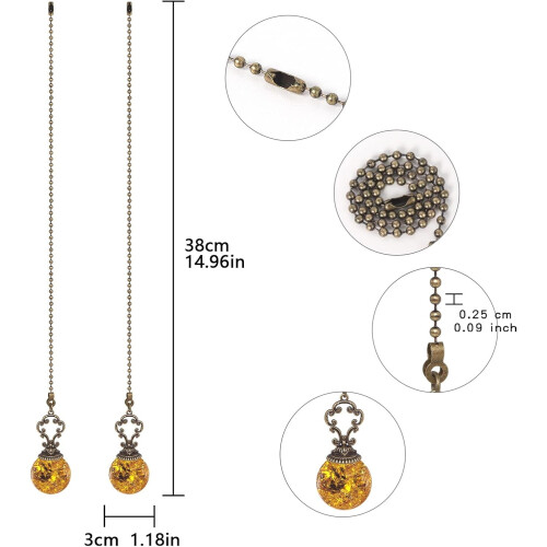 Crystal Ceiling Fan Pull Chain Extender 38 cm (2 pcs) 1