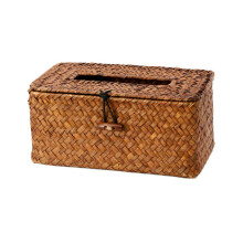 Rechthoekige tissueboxhoes van rotan – decoratieve geweven servettenhouder in vintage stijl voor woonkamer, slaapkamer, badkamer en kantoor.