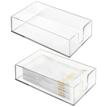 Lot de 2 porte-serviettes en acrylique transparent, 22 x 13 x 6 cm, pour table, salle de bain, cuisine et salle Ă manger.