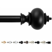 Tringle à rideaux télescopique noire 48–84 po, métal 3/4 po