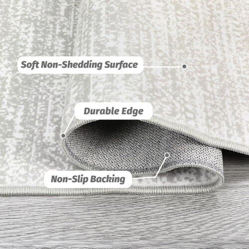 8x10 Modern Machine Washable Area Rug Light Grey 2