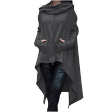Blusas de manga larga gris oscuro para mujer, elegantes e informales, con cuello redondo, ideales para primavera y otoño de 2023.