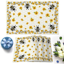 Sets de table tournesol, lot de 4, en coton et lin