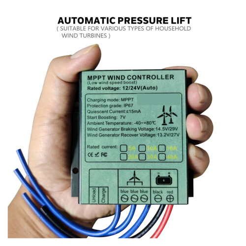 MPPT Wind Charge Controller 10A 40A Low Wind Speed Regulator Voltage Boost 12V 24V 48V System Waterproof,High Efficiency 2