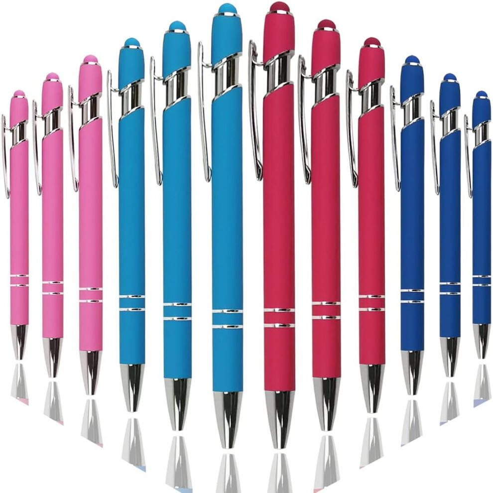 12 Count Ballpoint Pen With Stylus Tip, Soft Touch Click Metal Pen, 1.0Mm Medium Point, Ink Black 9496895951847