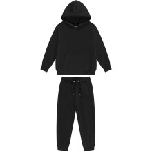 Conjunto de ropa para niños pequeños: 2 piezas, chándal con capucha, sudadera y pantalones para niños y niñas, color negro, tallas 2T-5T.