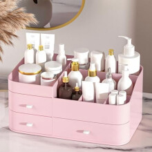 Grand organisateur de maquillage rose avec tiroirs pour cosmétiques, rouges à lèvres, bijoux, soins des ongles et soins de la peau – Idéal pour