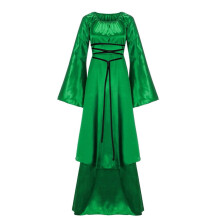 Vestido gótico renascentista feminino – Fantasia medieval para casamento e Halloween, vestido longo princesa com mangas compridas e modelagem