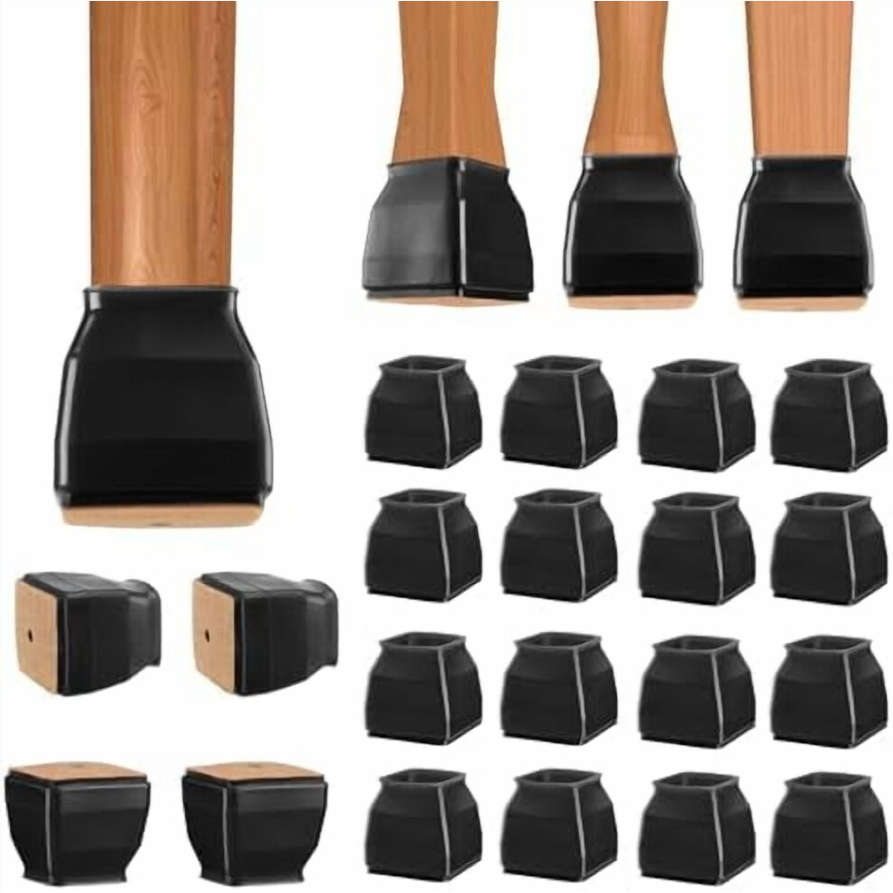 16 Pack Silicone Chair Leg Floor Protectors, Stool Leg Protectors Cap, Non-Slip Chair Leg Caps For Hardwood Floors (Black & Large (Square), 16 Pack) 9448990371921