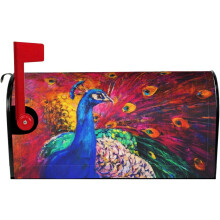 Peacock Mailbox Cover – Waterproof, Magnetic, Compatible with Standard 21"x18" Boxes, Farmhouse Garden Decor