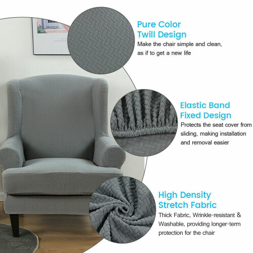 Housse de fauteuil à oreilles en polyester – Extensible, Lavable en machine, 2