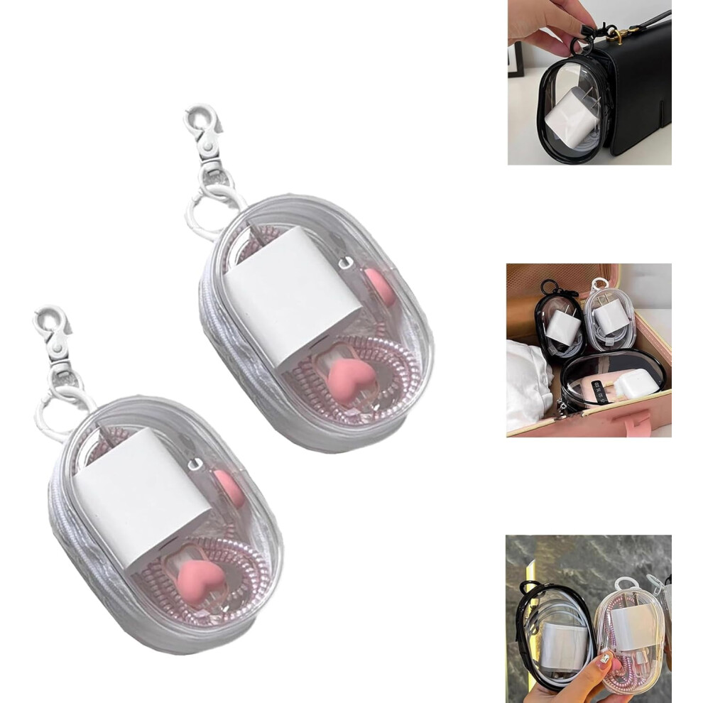 Transparent Travel Cable Organizer Bag, Waterproof Portable Cord Storage (2Pcs, ) Â Compatible With All Mobile Chargers White 9448990373000