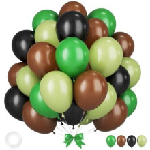 Ballons en latex vert foncé et marron de 30 cm (12 pouces) – Avocat, Sauge, Noir – pour safari dans la jungle, baby shower, anniversaire,