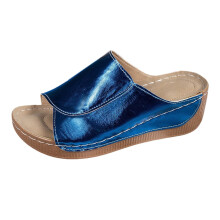 Sandales et pantoufles décontractées pour femmes Ediodpoh, couleur unie, bout en cuir, semelle épaisse, bleu_002 7