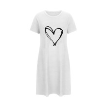 Dámska nočná košeľa s mašľou a potlačou srdca na Valentína, hodvábne pyžamové oblečenie – plus veľkosti 3XL-5XL, útulné pyžamové
