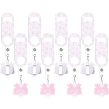 Juego de 8 abridores de botellas retráctiles con clips redondos para credenciales – Diseño de lazo rosa para cocina, restaurante, hogar y regalos