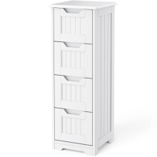 Meuble de rangement de salle de bain blanc au sol avec 4 tiroirs