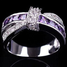 Dámsky fialový prsteň so zirkónom, svadobné šperky Bague - fialové9*