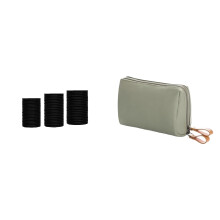 Mála Smíleála Taistil Mini le Zipper, 60 Ceangal Gruaige Leaisteach Dubh, Eagraitheoir Leithris Gleoite Preppy do Mhná & Cailíní - Ag luí le