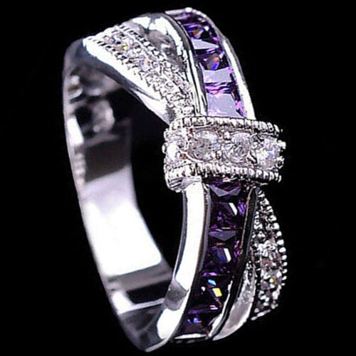 Anello da donna viola con zirconi, gioiello da sposa - Viola9* 1