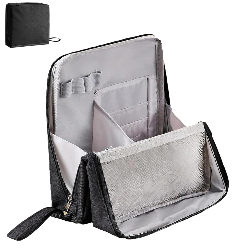 Portable standing makeup bag blue large waterproof vertical