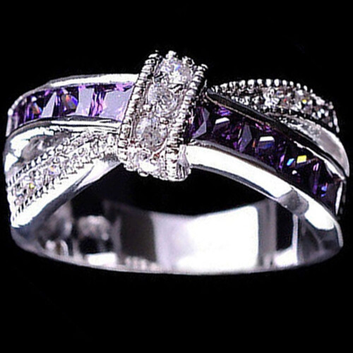 Anello da donna viola con zirconi, gioiello da sposa - Viola9* 2