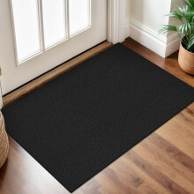 2x3 Washable Woven Area Rug, Non-Slip Rubber Backed, for Entryway, Kitchen, Doorway – Black/Grey