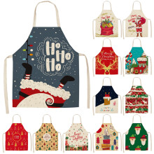 Grembiule natalizio, grembiule di lino da adulto di Babbo Natale in lino, accessorio decorativo per le festività natalizie.